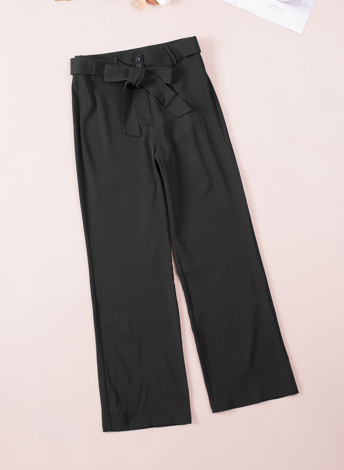 Black High Waist Front Tie Flared Pants - Mudiwa 