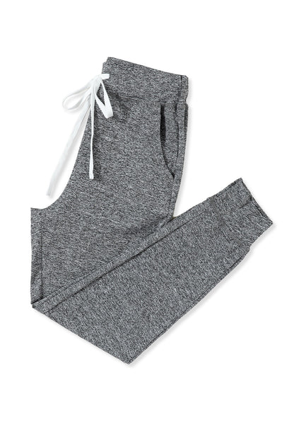 Gray Drawstring Waist Pocketed Joggers - Mudiwa 