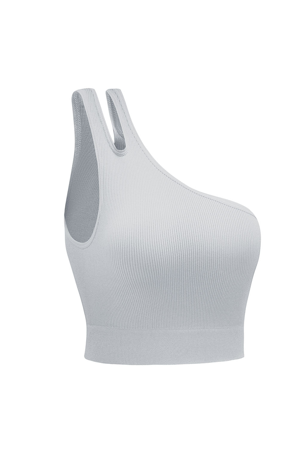 Gray Single Split Shoulder Ribbed Sports Bra - Mudiwa 