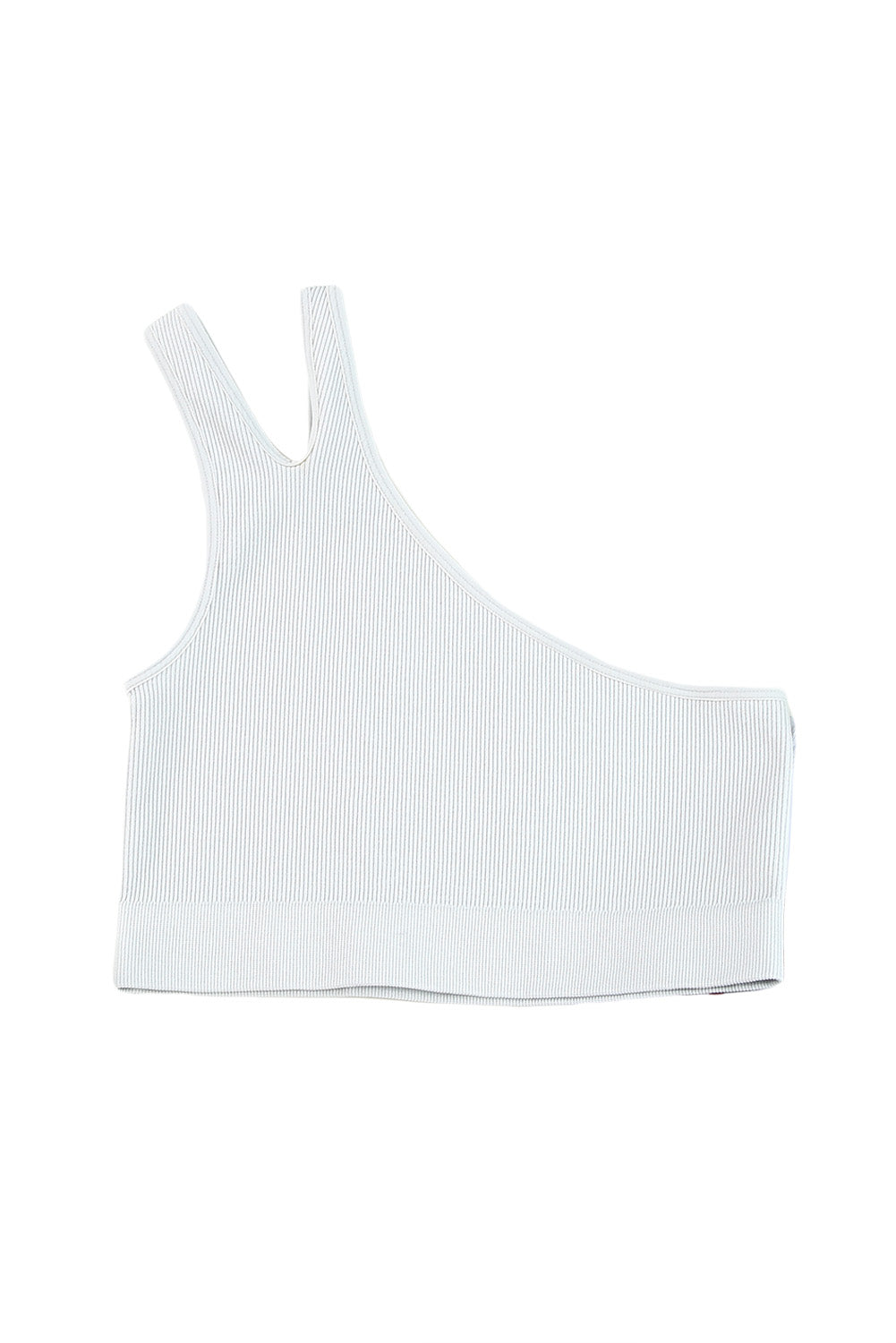 Gray Single Split Shoulder Ribbed Sports Bra - Mudiwa 