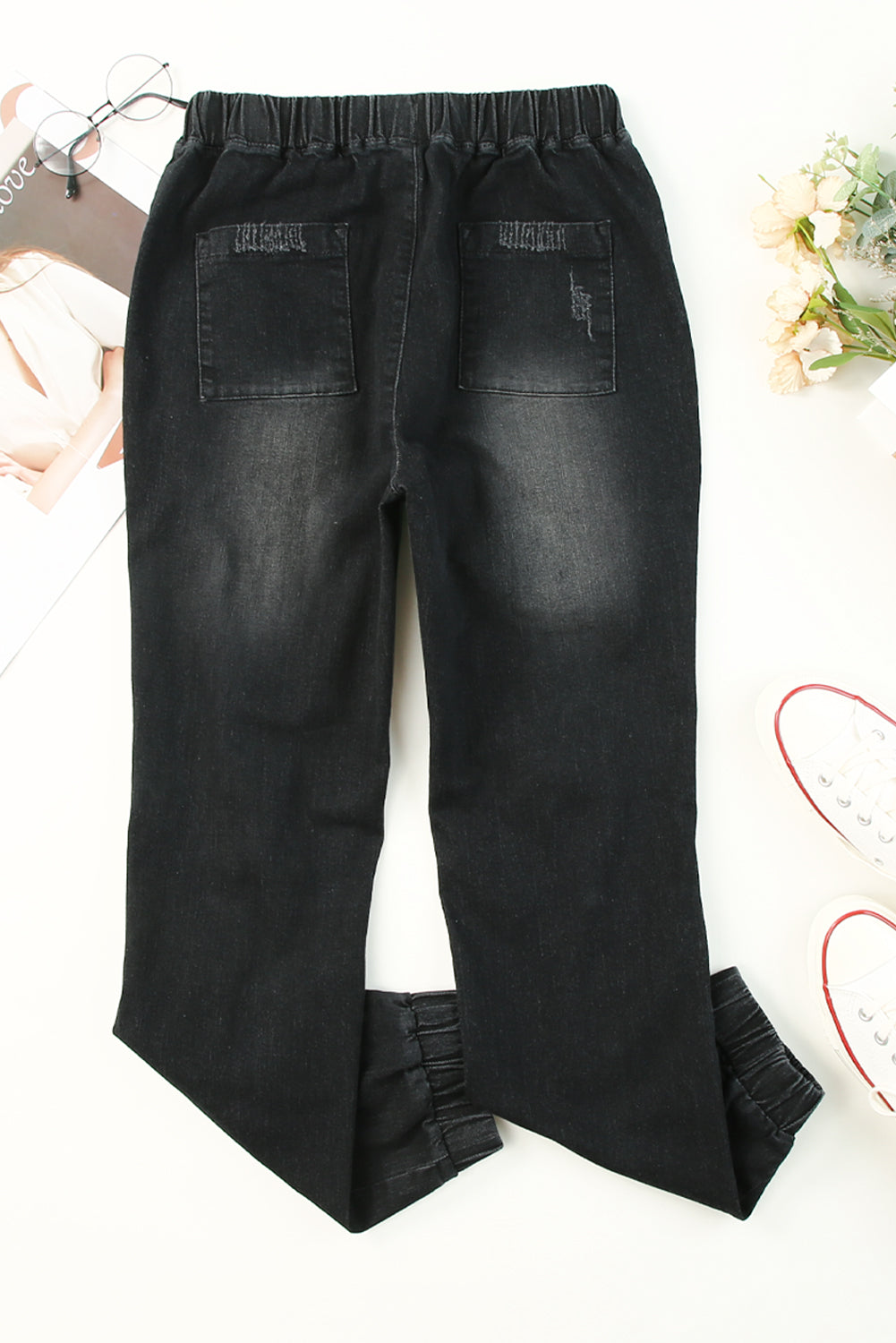 Black Pocketed Distressed Denim Jean - Mudiwa 