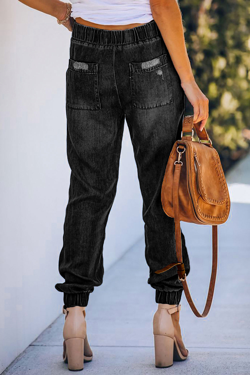 Black Pocketed Distressed Denim Jean - Mudiwa 