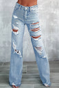 Sky Blue Vintage Distressed Ripped Wide Leg Jeans - Mudiwa 