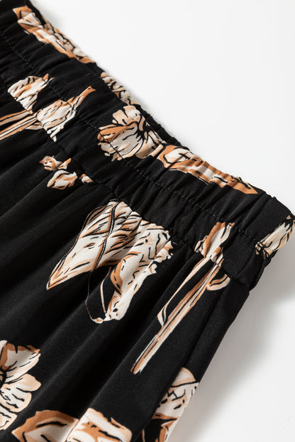 Black Western Print Tiered Ruffled High Waist Maxi Skirt - Mudiwa 