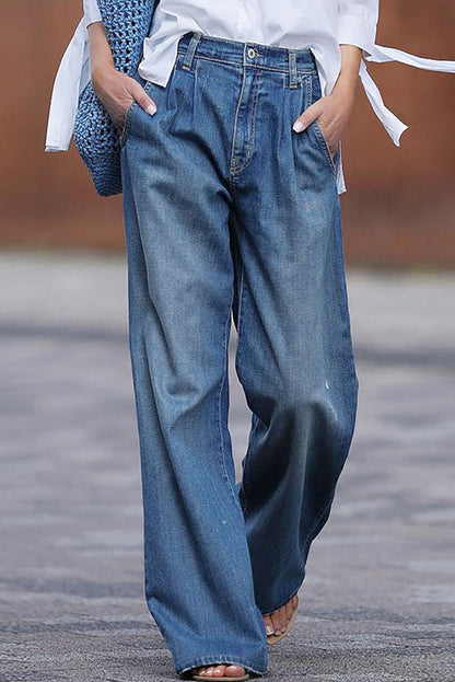 Blue Slouchy Wide Leg Jeans - Mudiwa 