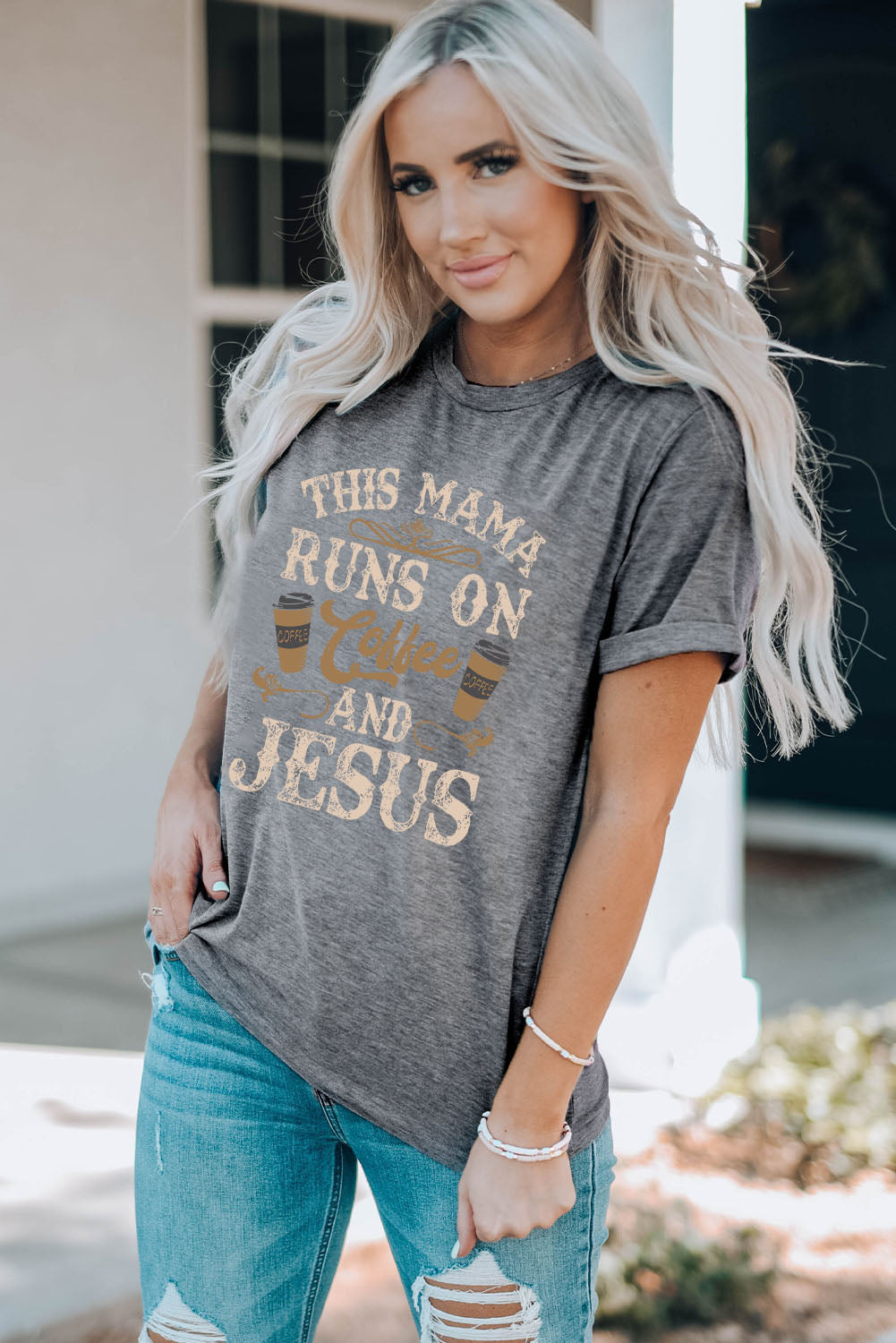 Gray Coffee And Jesus Graphic T-Shirt - Mudiwa 