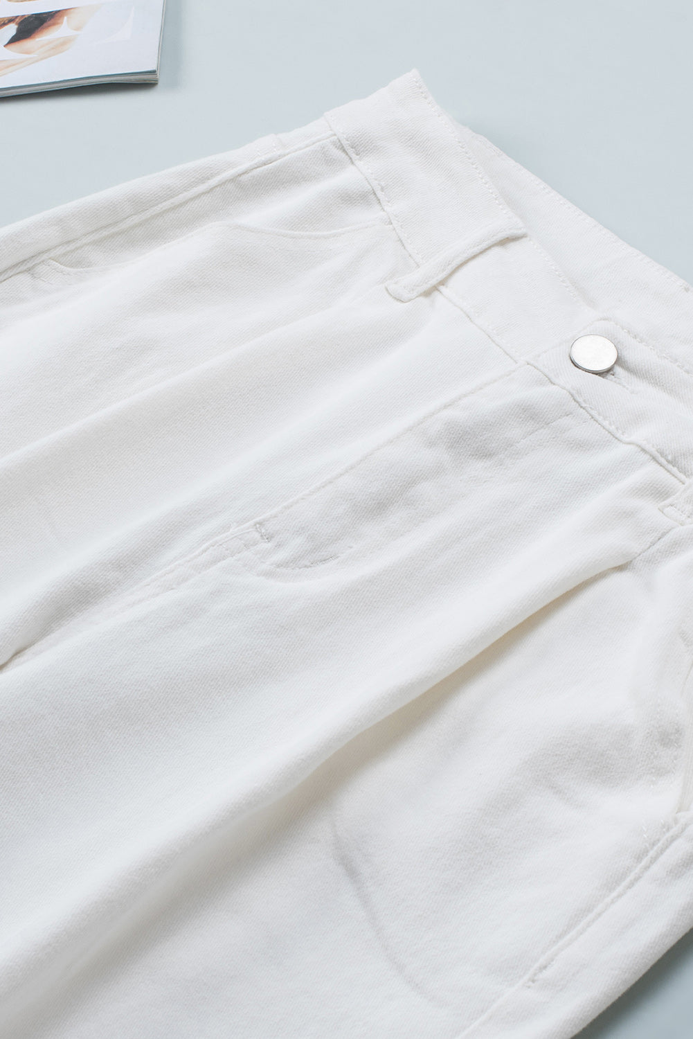 White Solid High Waist Casual Pants - Mudiwa 