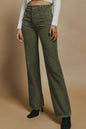 Green High Waist Square Pockets Corduroy Pants - Mudiwa 