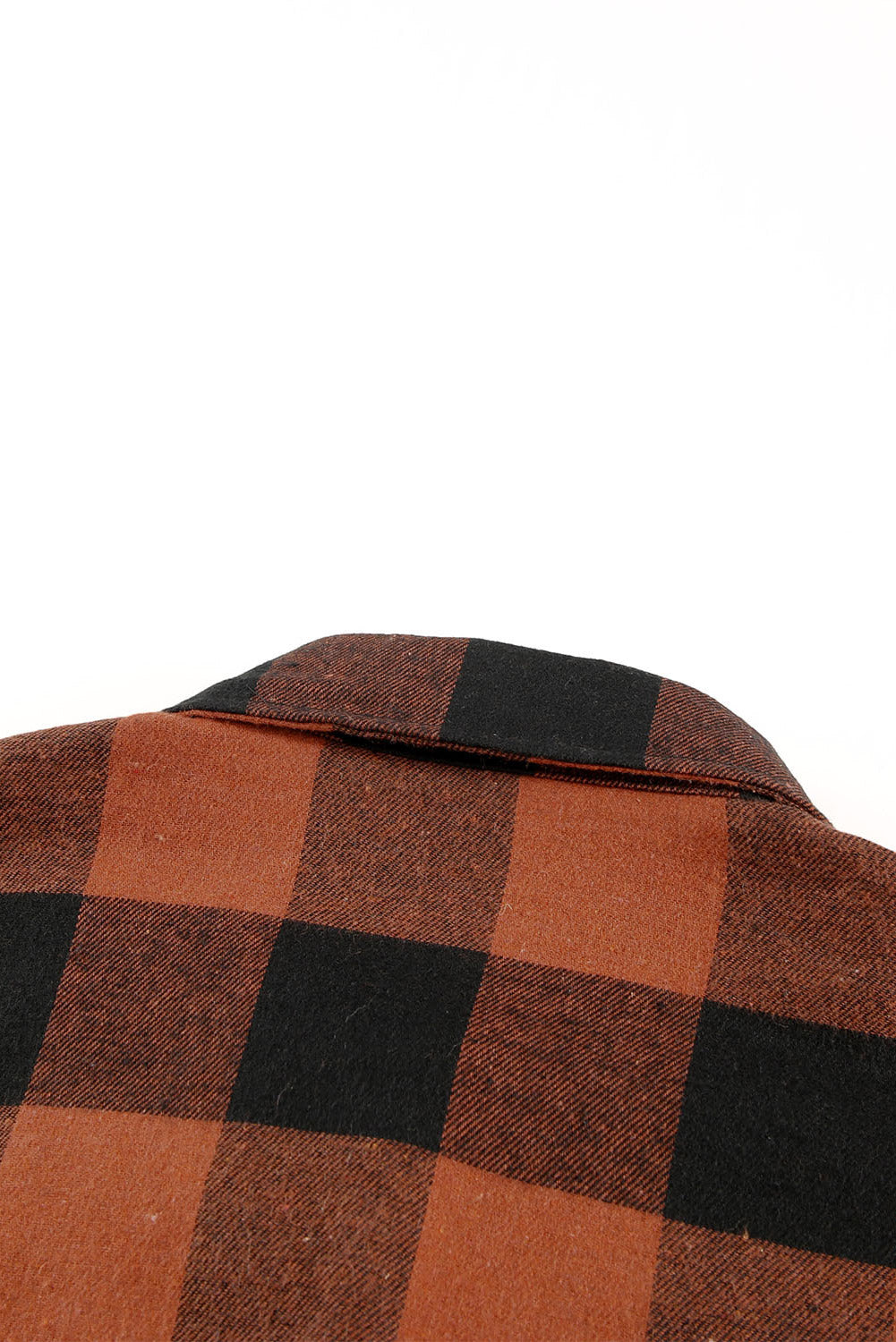 Brown Turn-down Collar Plaid Shirt Coat - Mudiwa 