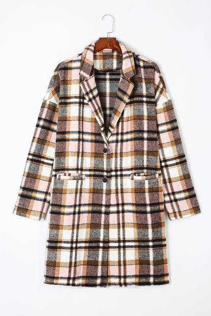 Pink Plaid Button Up Lapel Jacket - Mudiwa 