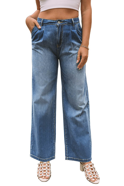 Blue Slouchy Wide Leg Jeans - Mudiwa 