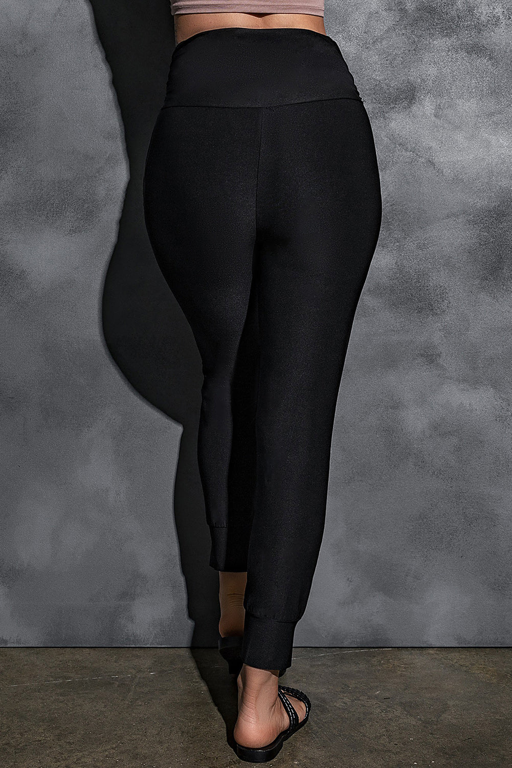 Black High Waist Pleated Pocket Leggings - Mudiwa 