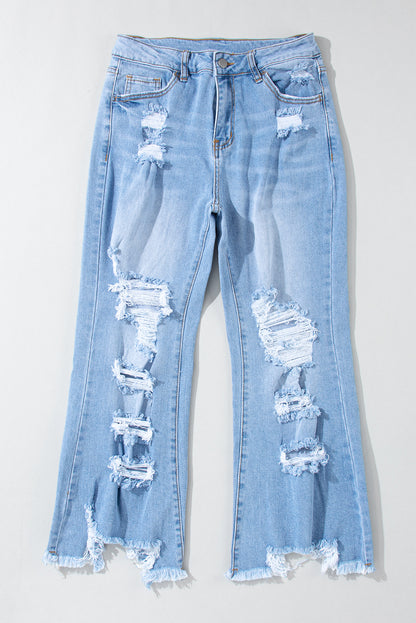 Sky Blue Heavy Destroyed High Waist Jeans - Mudiwa 