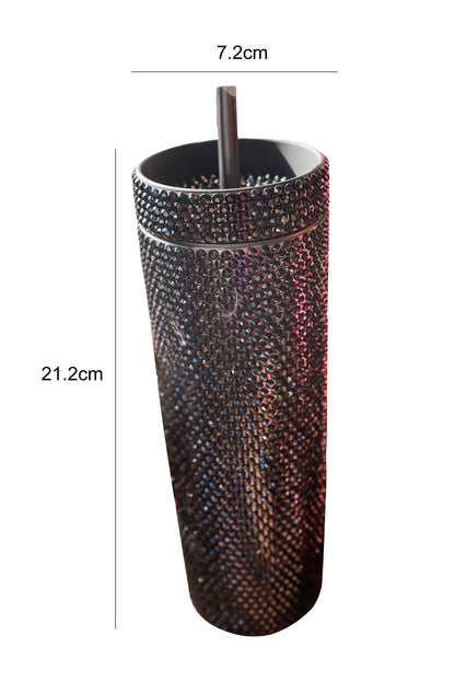 Black Full Rhinestone Straw Cup - Mudiwa 