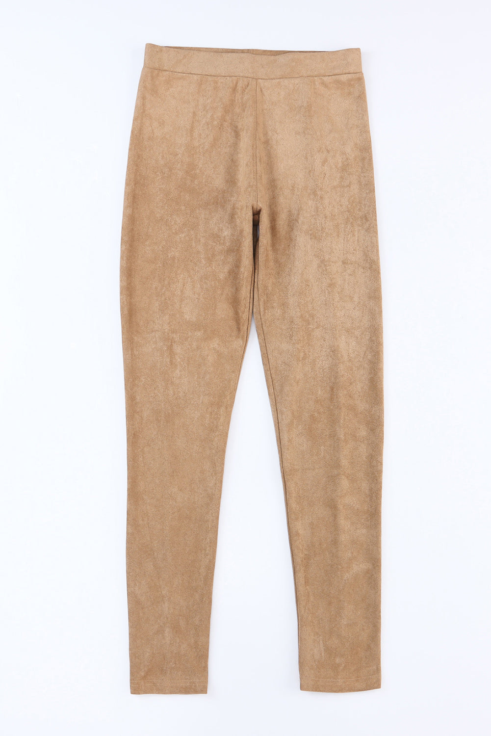 Khaki High Waist Faux Suede Skinny Leggings - Mudiwa 