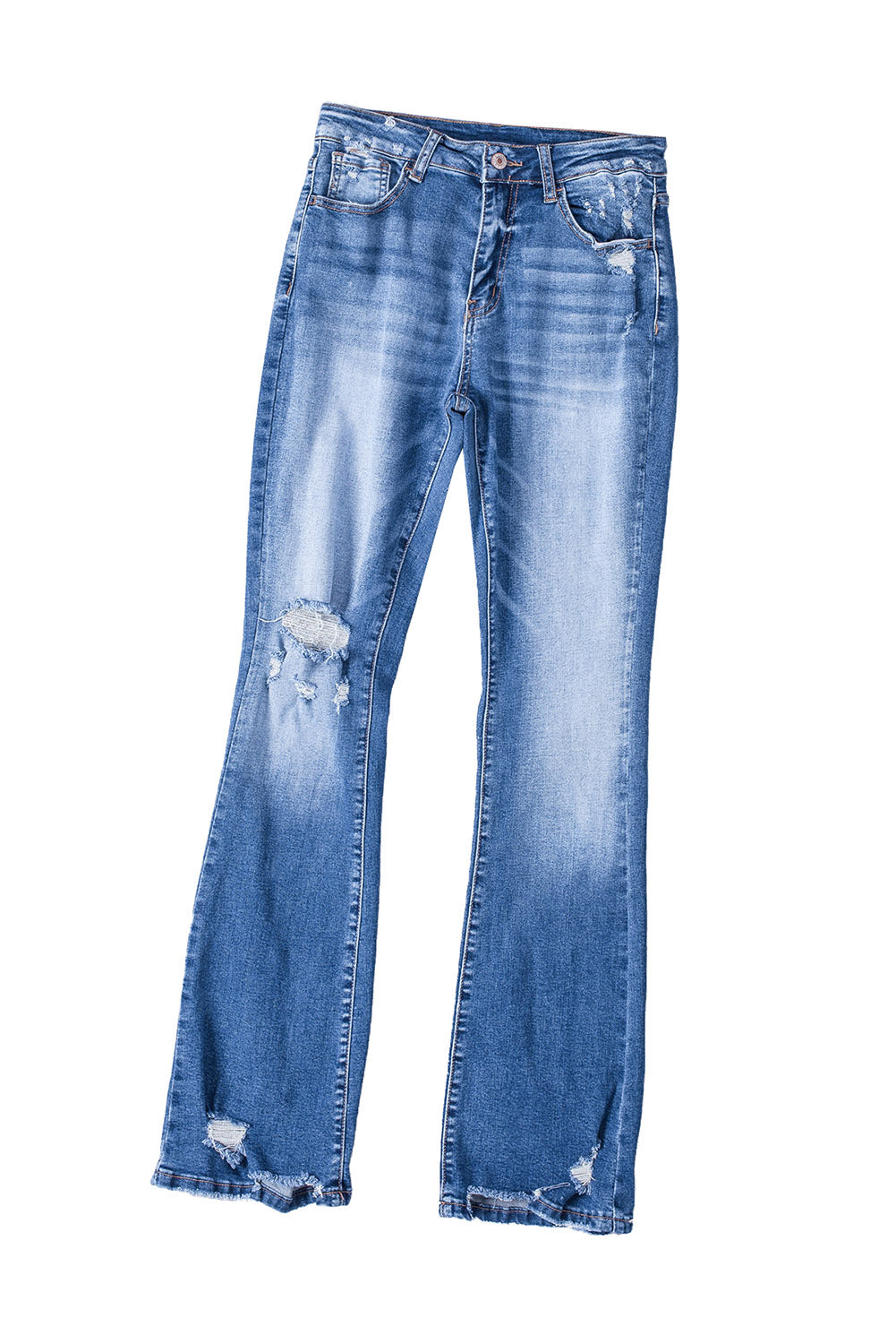 Blue Distressed Flare Jeans - Mudiwa 