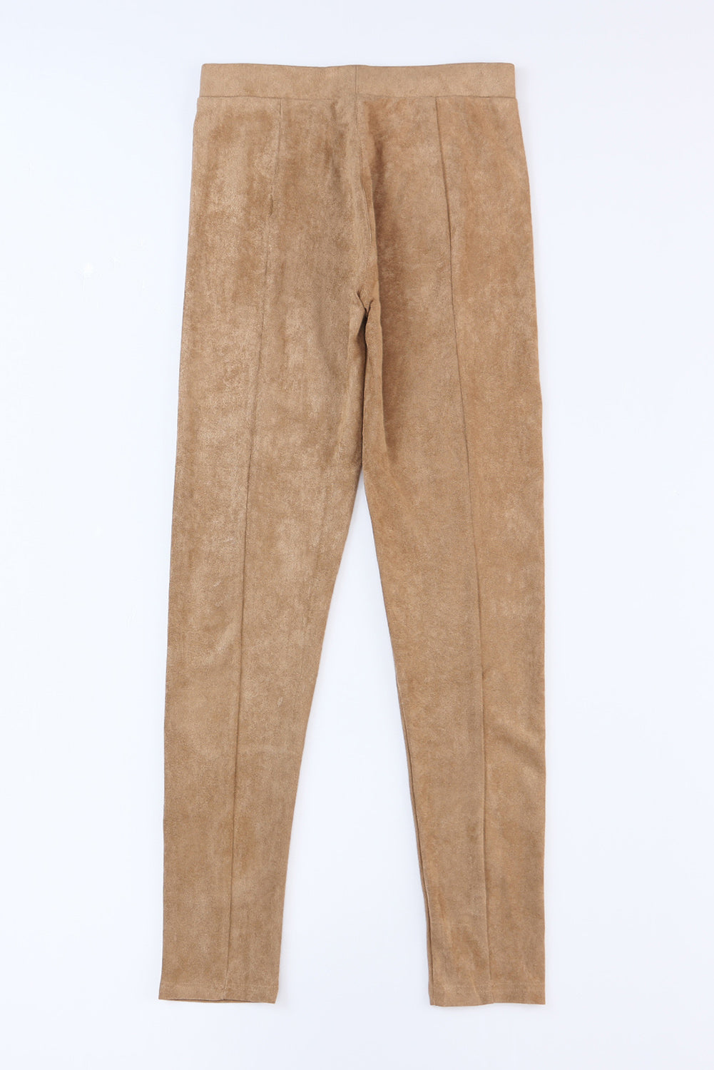 Khaki High Waist Faux Suede Skinny Leggings - Mudiwa 