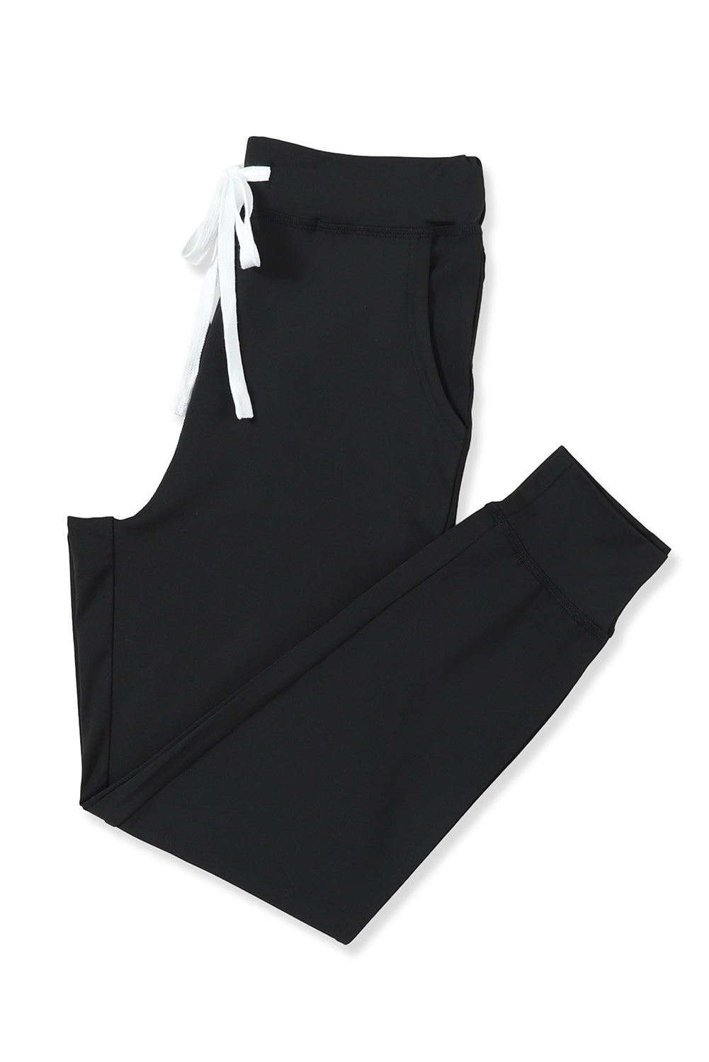 Black Drawstring Waist Pocketed Joggers - Mudiwa 