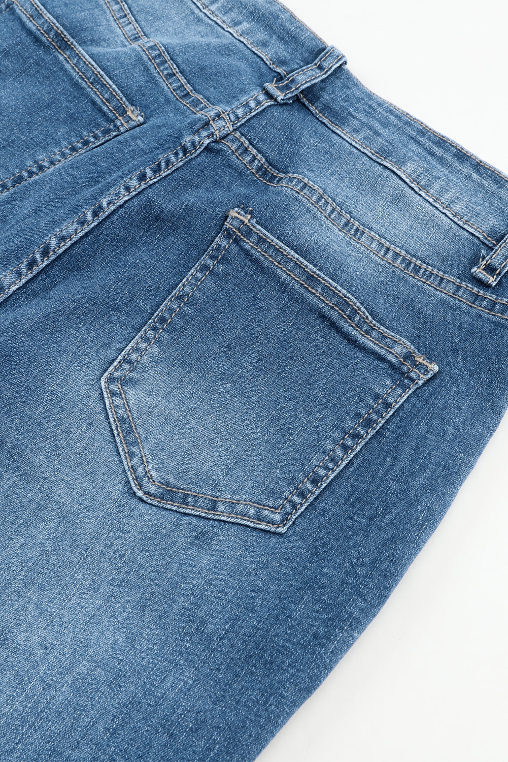 Blue High Waist Seam Stitching Pocket Flare Jeans - Mudiwa 