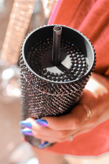 Black Full Rhinestone Straw Cup - Mudiwa 