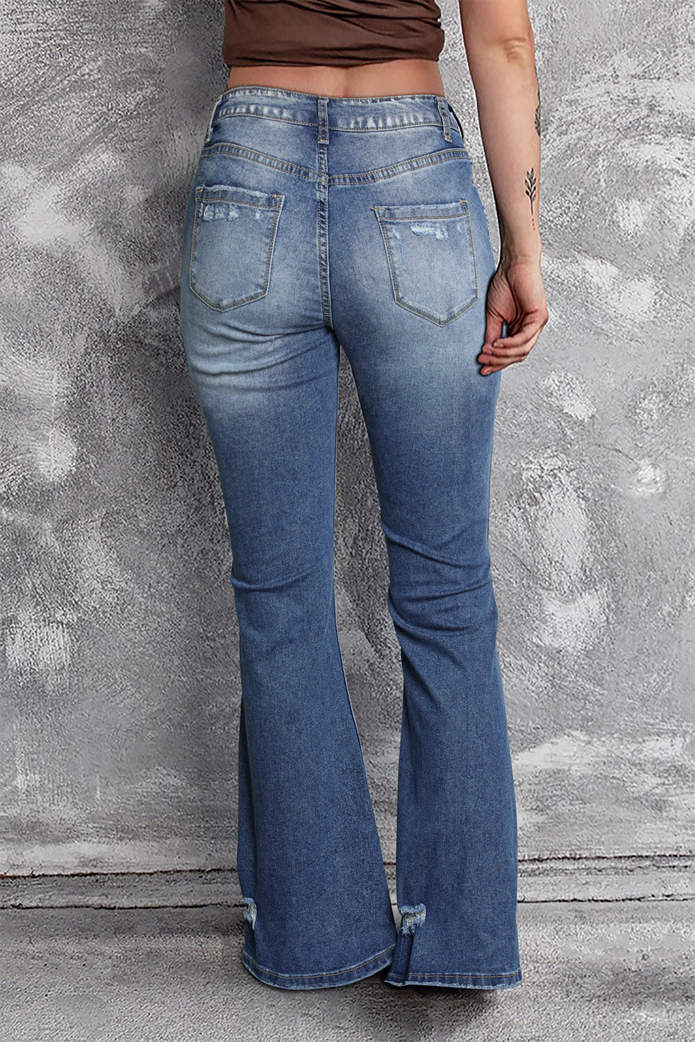 Blue Distressed Flare Jeans - Mudiwa 