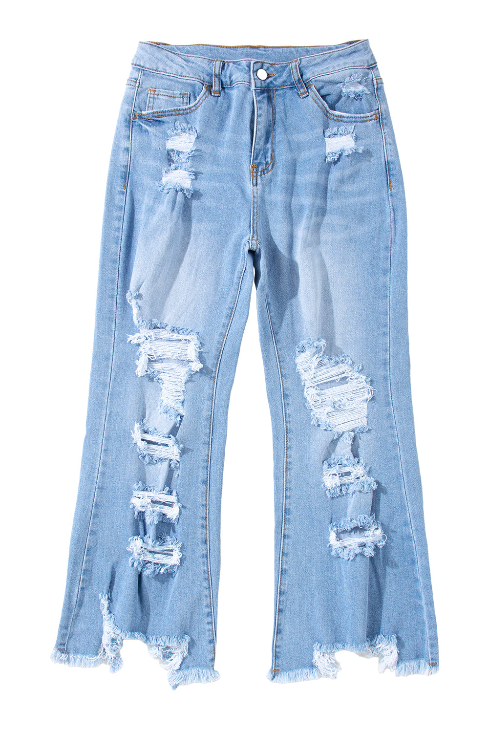 Sky Blue Heavy Destroyed High Waist Jeans - Mudiwa 