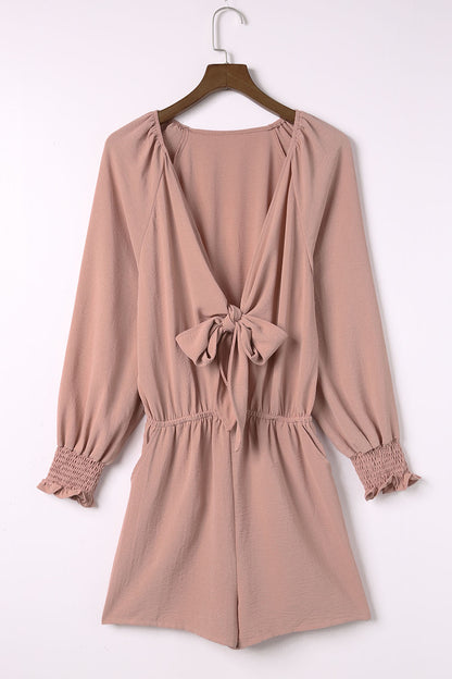 Tie Knot Puff Long Sleeve Romper - Mudiwa 