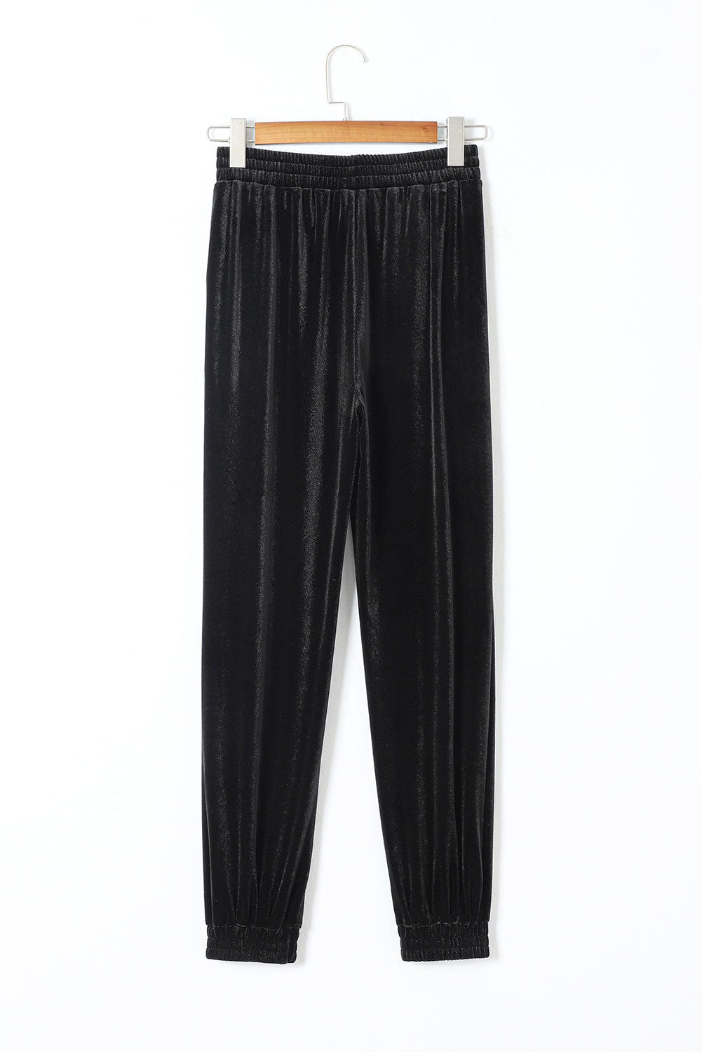 Black Solid Velvet Jogger Pants - Mudiwa 