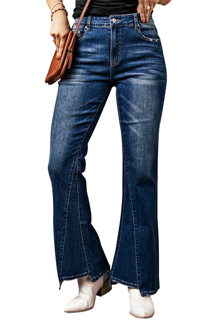 Sky Blue Medium Wash High Rise Flare Jeans - Mudiwa 