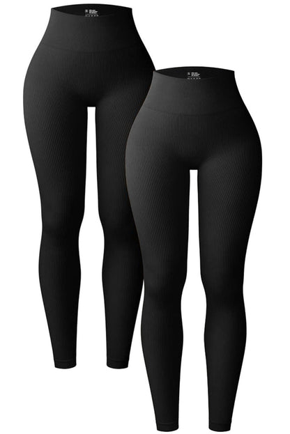 Black Ribbed Butt-lift High Waist Yoga Pants - Mudiwa 