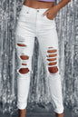 White Distressed Ripped Holes High Waist Skinny Jeans - Mudiwa 