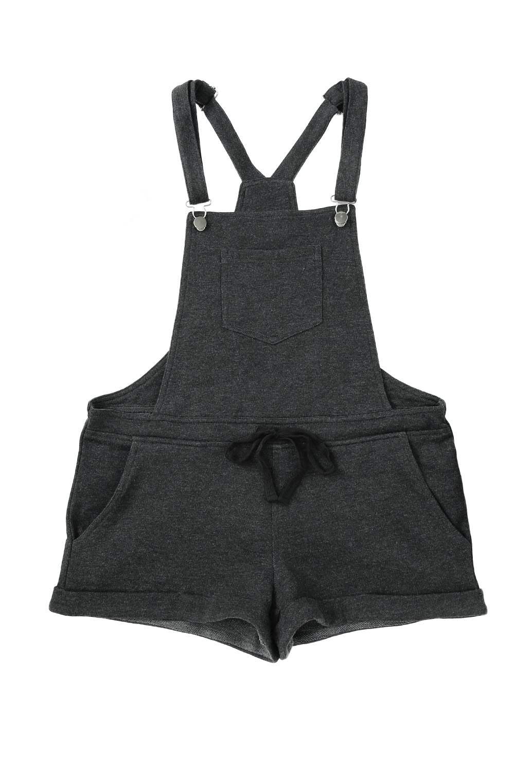 Gray Vintage Washed Drawstring Short Overalls - Mudiwa 