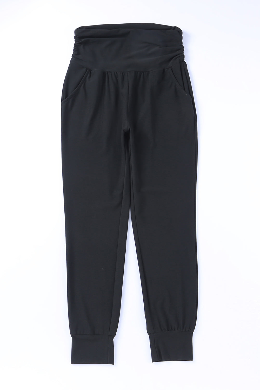 Black High Waist Pleated Pocket Leggings - Mudiwa 