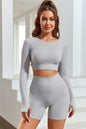 Gray Long Sleeve Seamless Crop Smoke - Mudiwa 