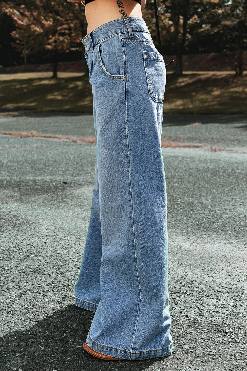 Light Blue Drop Waist Wide Leg Oversized Jeans - Mudiwa 