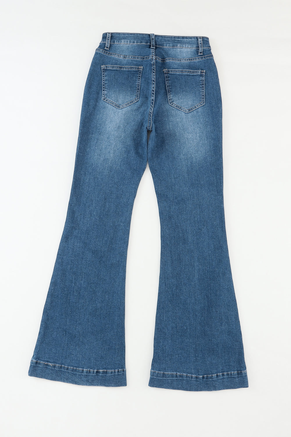 Blue High Waist Seam Stitching Pocket Flare Jeans - Mudiwa 