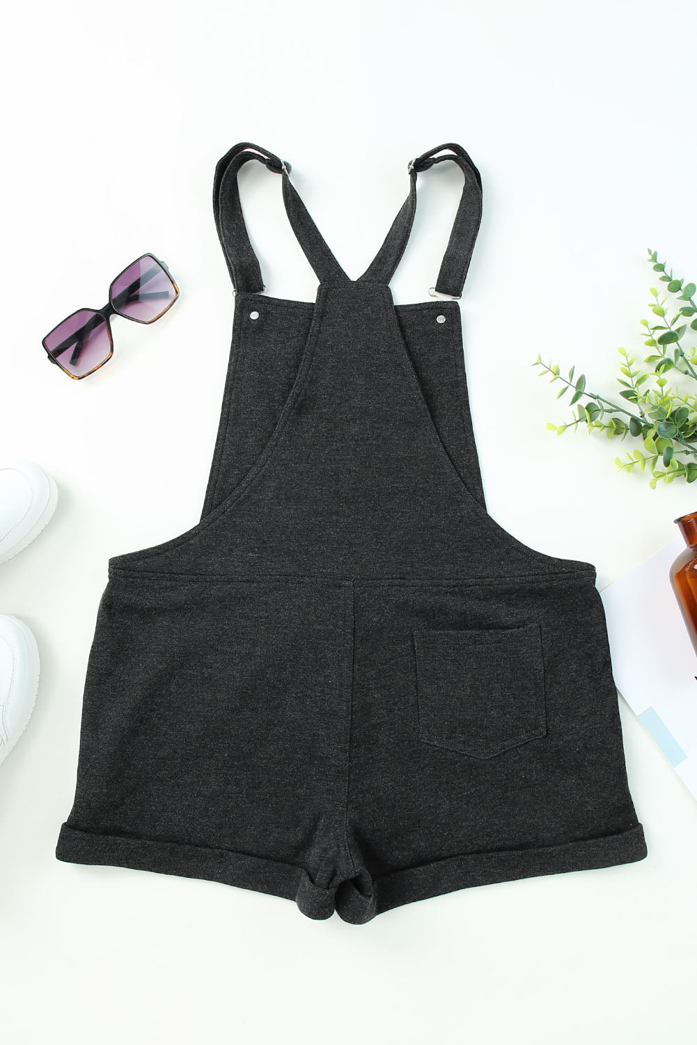 Gray Vintage Washed Drawstring Short Overalls - Mudiwa 