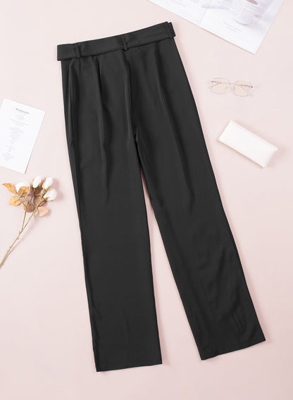 Black High Waist Front Tie Flared Pants - Mudiwa 