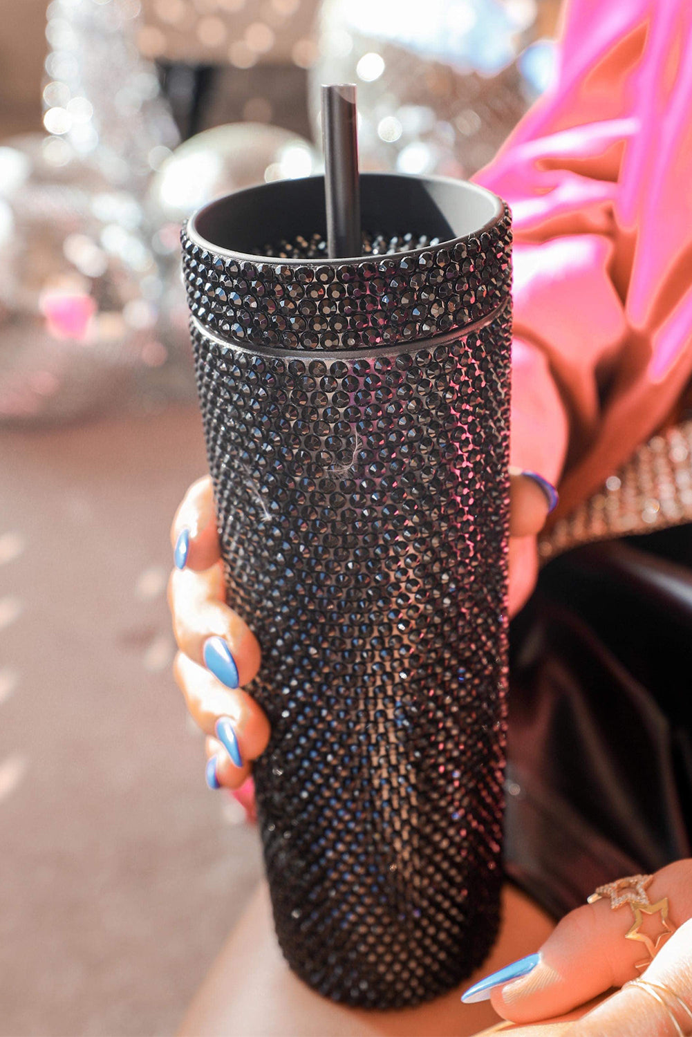 Black Full Rhinestone Straw Cup - Mudiwa 