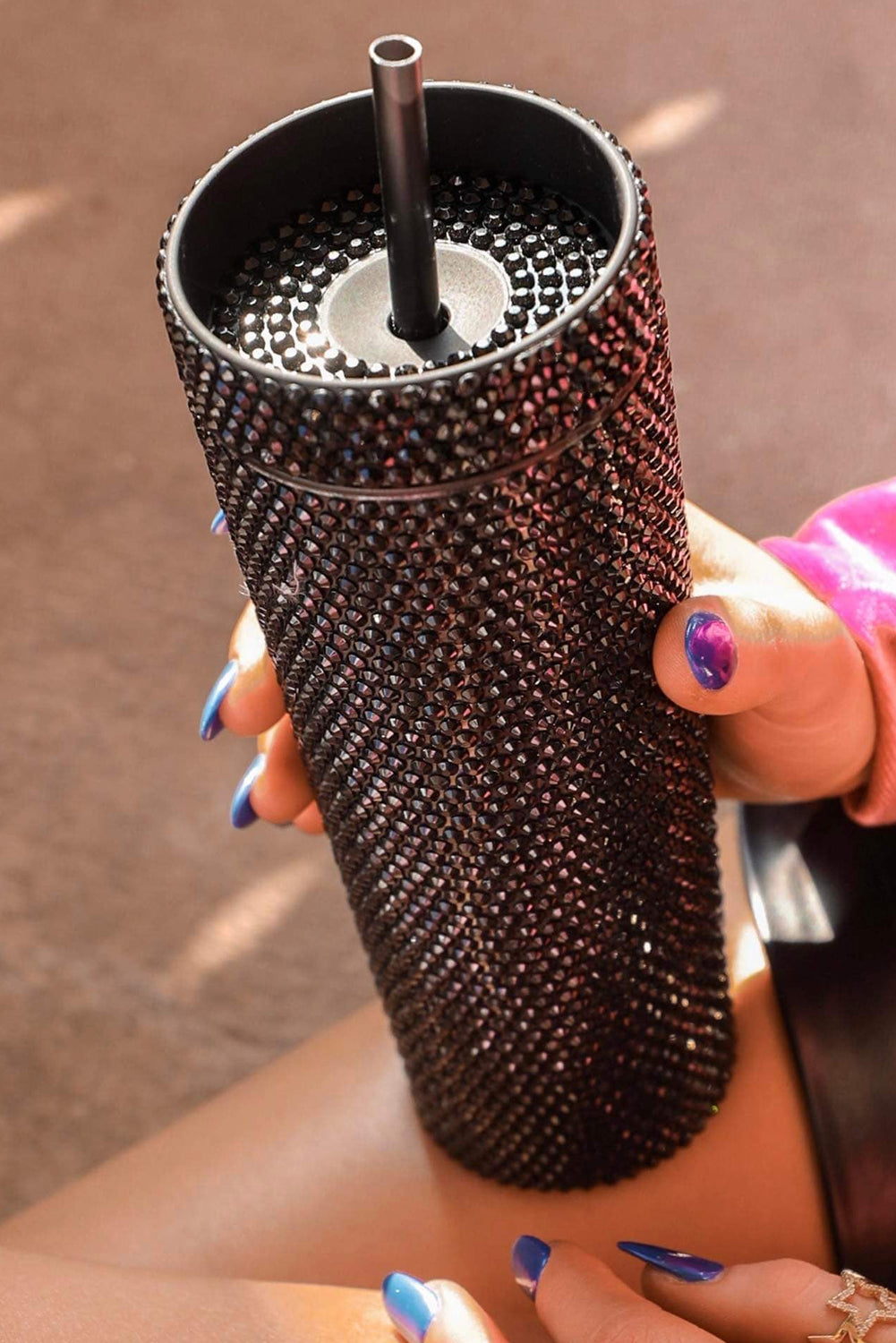 Black Full Rhinestone Straw Cup - Mudiwa 