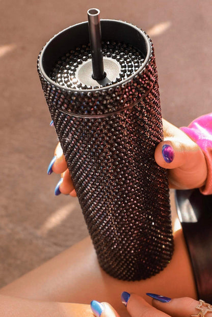 Black Full Rhinestone Straw Cup - Mudiwa 