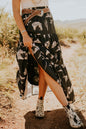 Black Western Print Tiered Ruffled High Waist Maxi Skirt - Mudiwa 