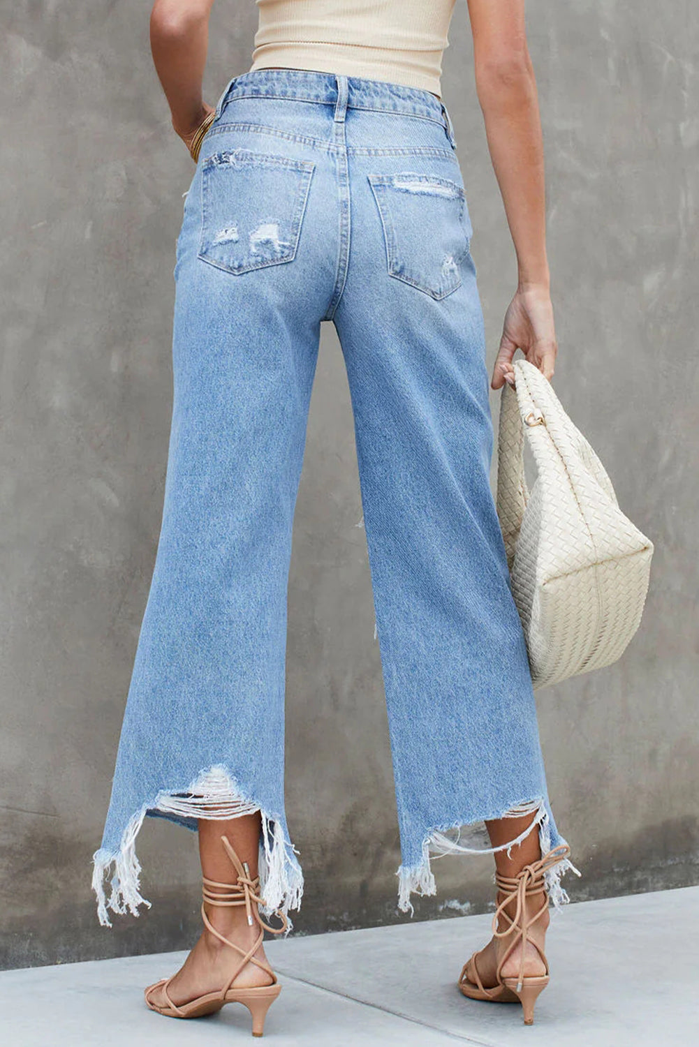 Sky Blue Heavy Destroyed High Waist Jeans - Mudiwa 