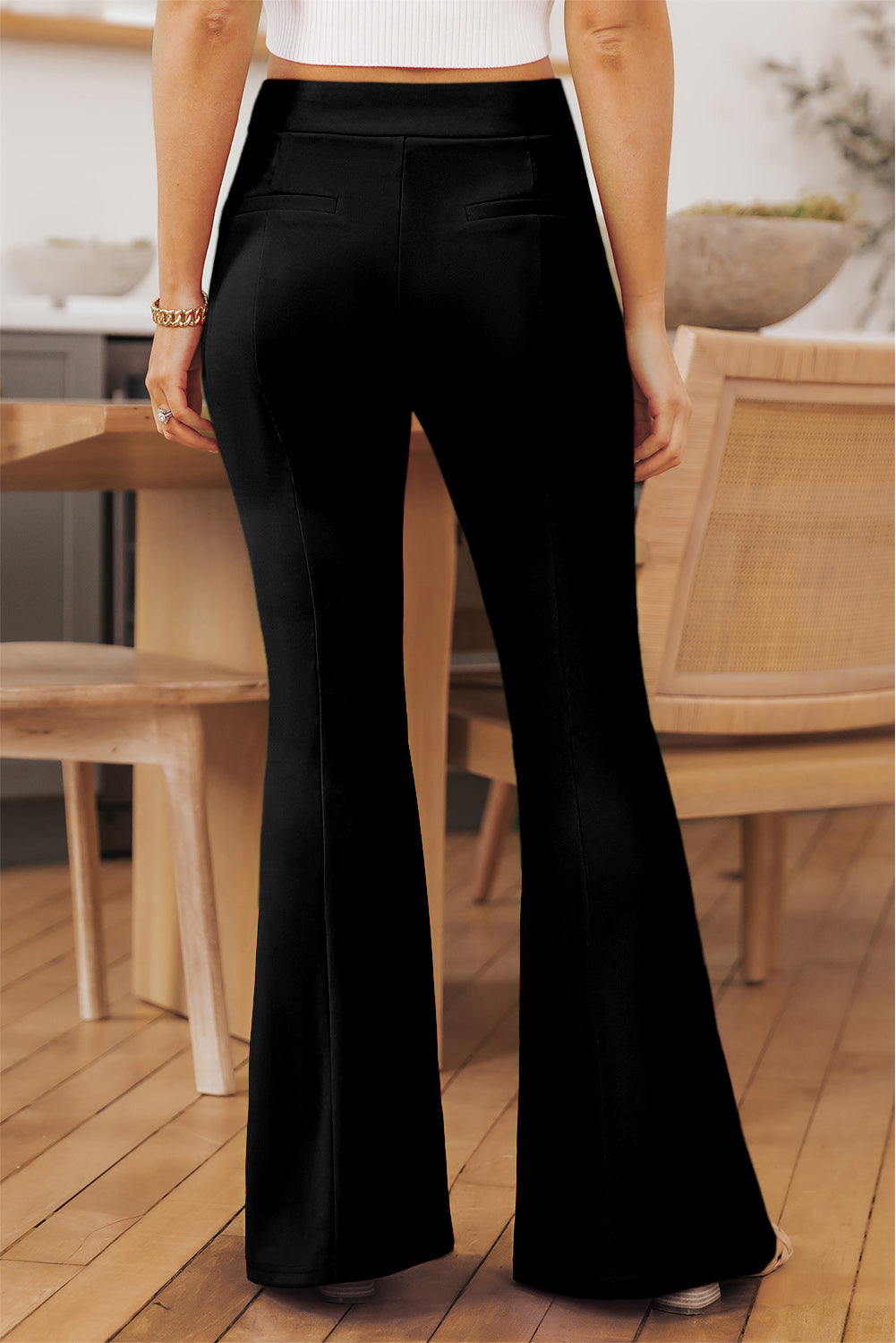 Black Split Hem High Waist Pants - Mudiwa 