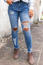 Sky Blue High Waist Distressed Skinny Jeans - Mudiwa 