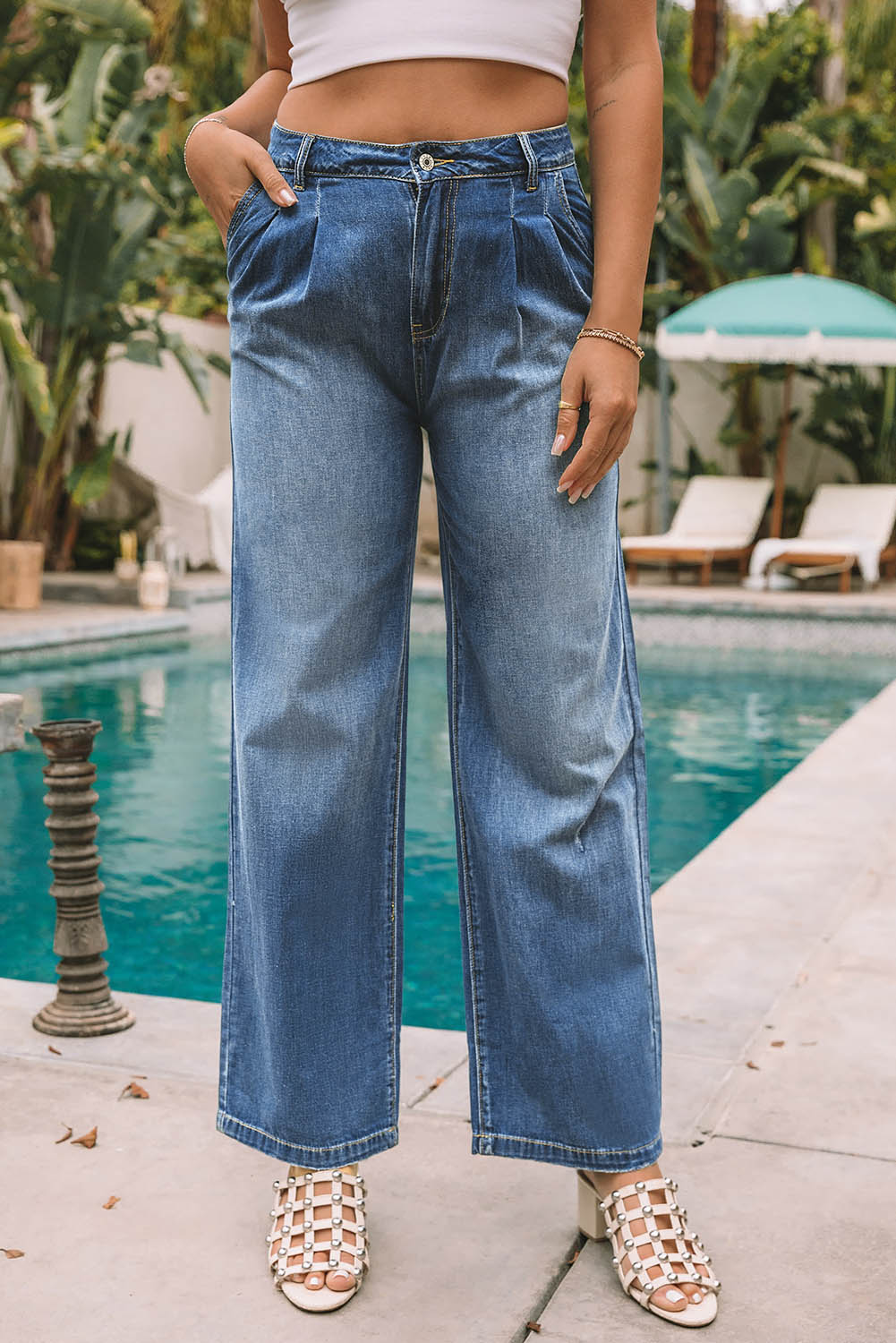 Blue Slouchy Wide Leg Jeans - Mudiwa 