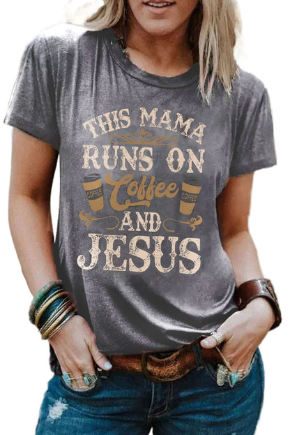 Gray Coffee And Jesus Graphic T-Shirt - Mudiwa 