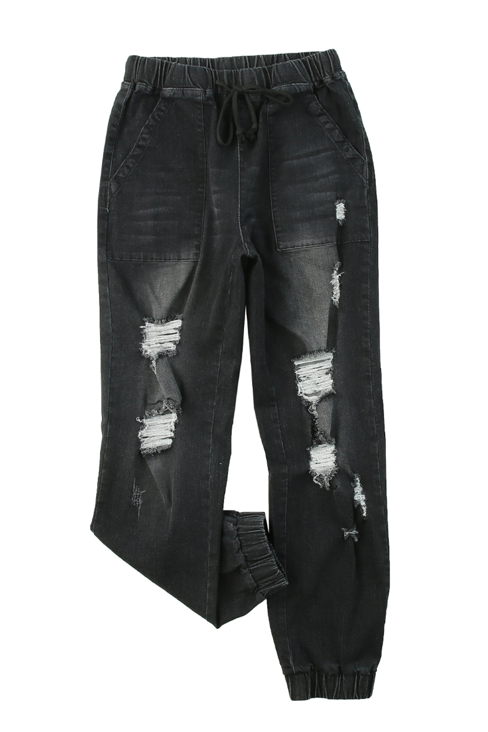 Black Pocketed Distressed Denim Jean - Mudiwa 