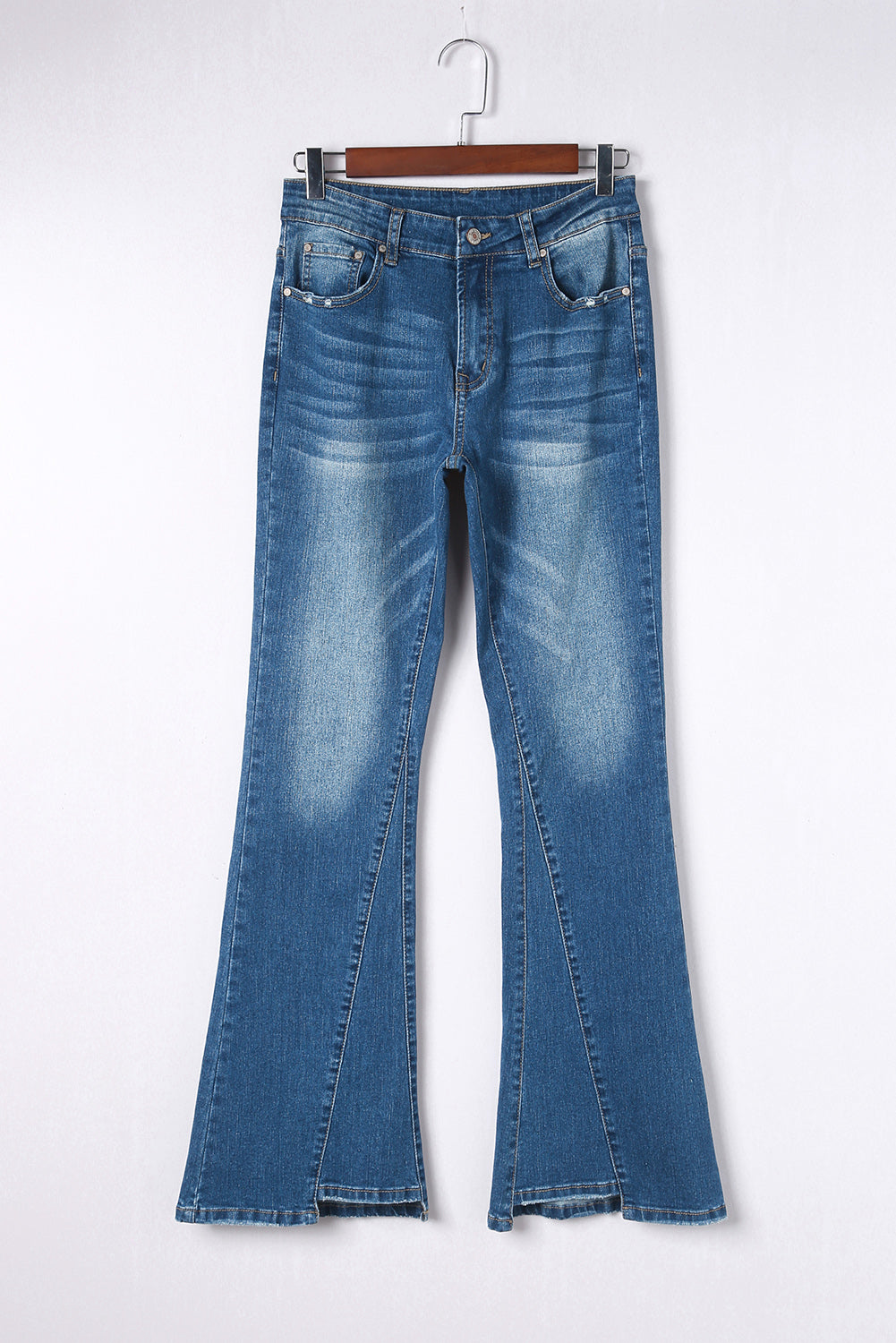 Sky Blue Medium Wash High Rise Flare Jeans - Mudiwa 