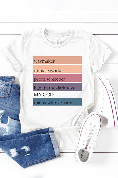 White God Waymaker Miracle Worker Promise Keeper Graphic Tee - Mudiwa 